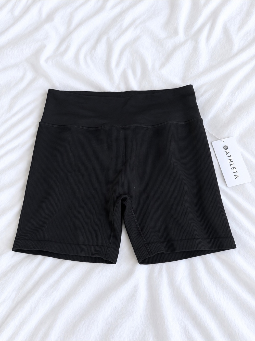 Athleta Ribbed High-Waist Bike Shorts - Black